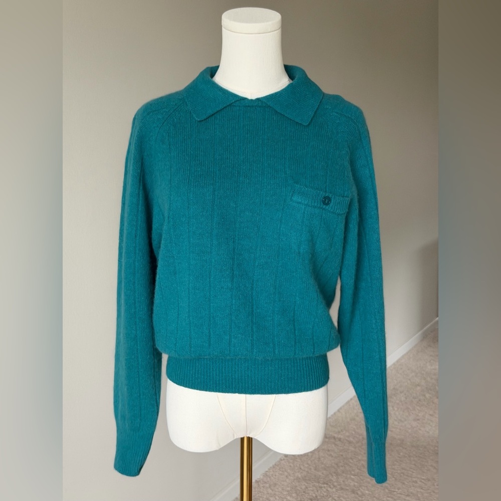 Crystal Sportswear Lambswool/Angora Blend Turquoise Vintage Sweater-M